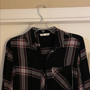 Plaid Button Down Shirt - Black and Red